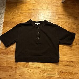 Waffle Knit Cropped Henley